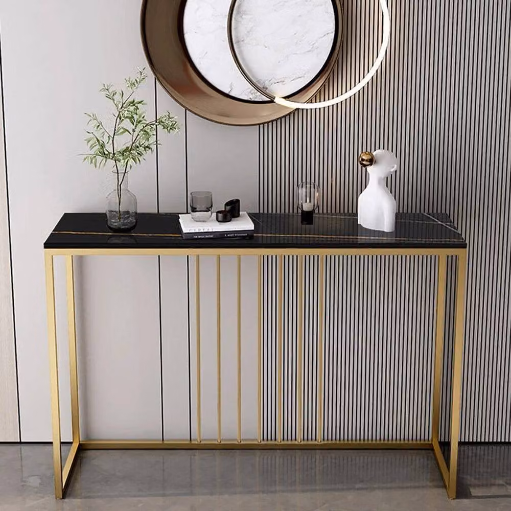 ERGOVEXA Minimalist Narrow Slim Console Table and Side Table Display Shelf in Black and Multicolour – 2