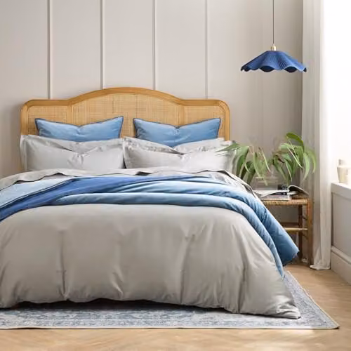 Christy 400 Thread Count Mako Satin Cotton Duvet Cover and Pillowcase Set in Silver Grey, W/D/H: 200 x 200 cm – 2