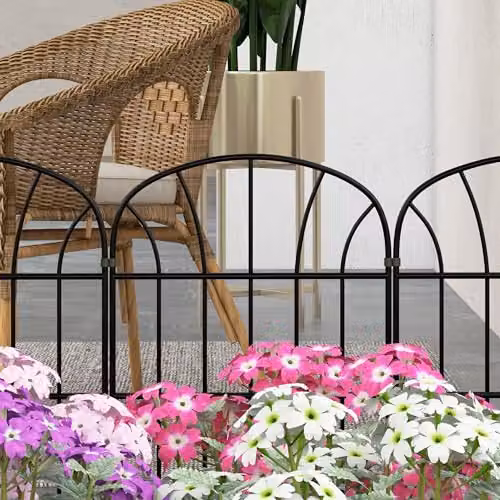 Outsunny Black Metal Garden Decoration Fence, 8-Piece Rustproof Picket Panel Set, W/H: 60.96 cm x 265.14 cm – 5