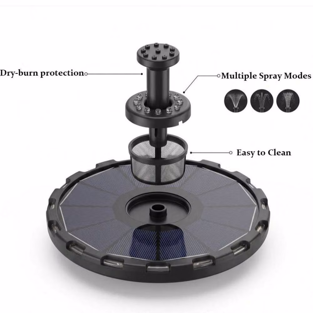 Quipulse Solar-Powered Floating Multicoloured RGB Fountain in Black – 6