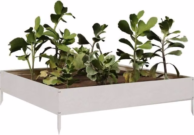 Berkfield Home Garden Stainless Steel Raised Bed in Silver, W/D/H: 100 x 100 x 26 cm – 1