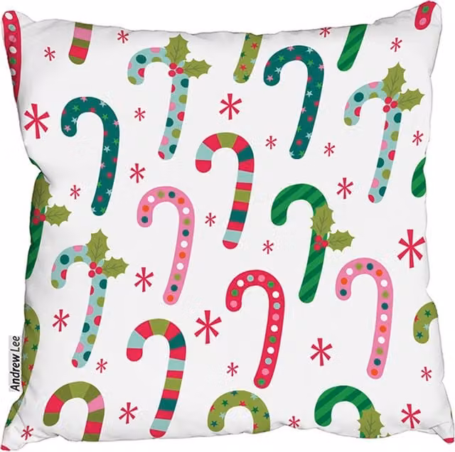 Benjamin Tate Design LTD Candy Pattern Outdoor Comfy Cushion, Green and White, W/D/H: 60 x 60 x 60 cm