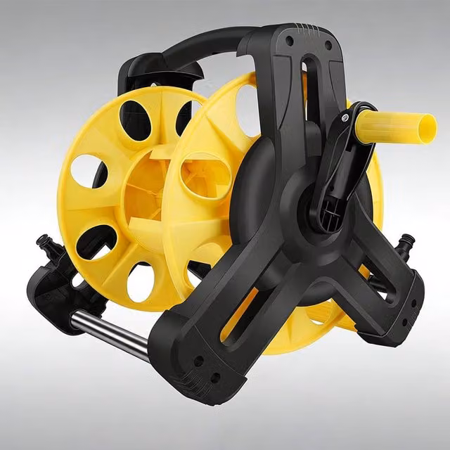 Ventryn Freestanding Garden Hose Pipe Holder Reel in Yellow, Holds up to 50m Hose – 1