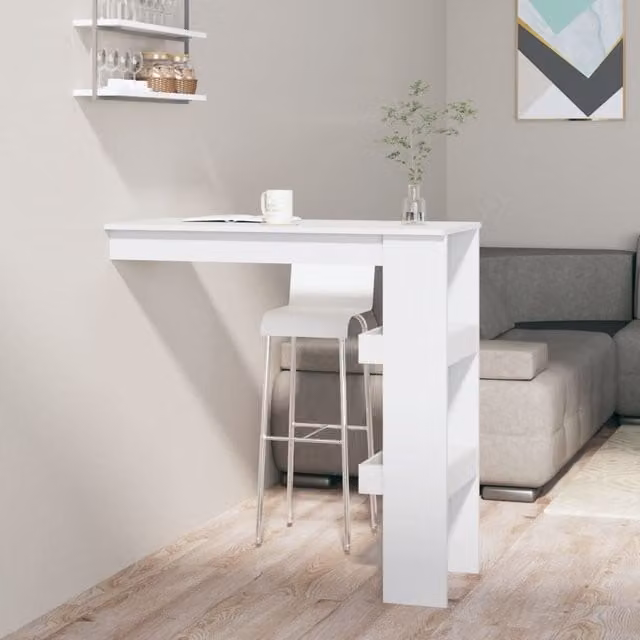 Berkfield Home White Wall Bar Table, W: 102 cm, D: 45 cm, H: 103.5 cm