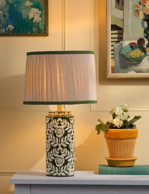 Joules Highclere Table Lamp in Dark Green and Gold/Brass