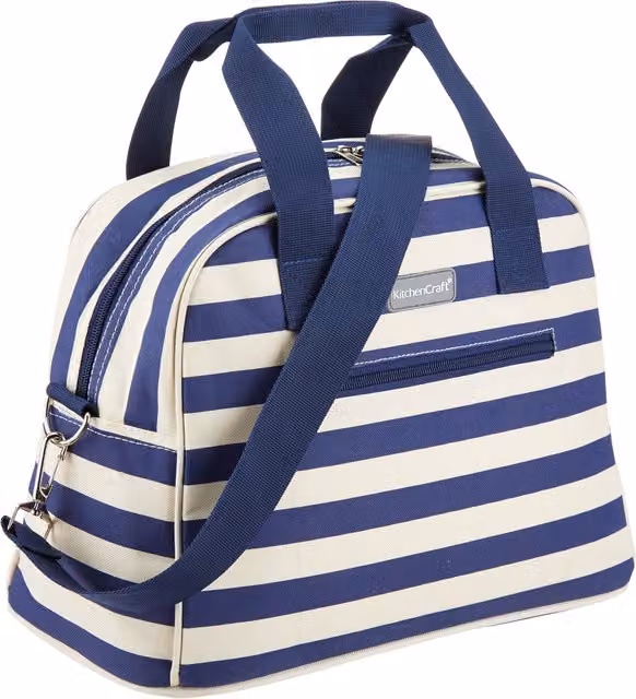 KitchenCraft Lulworth 11.5 Litre Blue Stripe Holdall Style Cool Bag in Blue