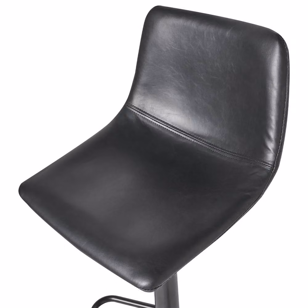 Wyld and Coco Set of Two Black Faux Leather Swivel Bar Stools with Height Adjustment – 4
