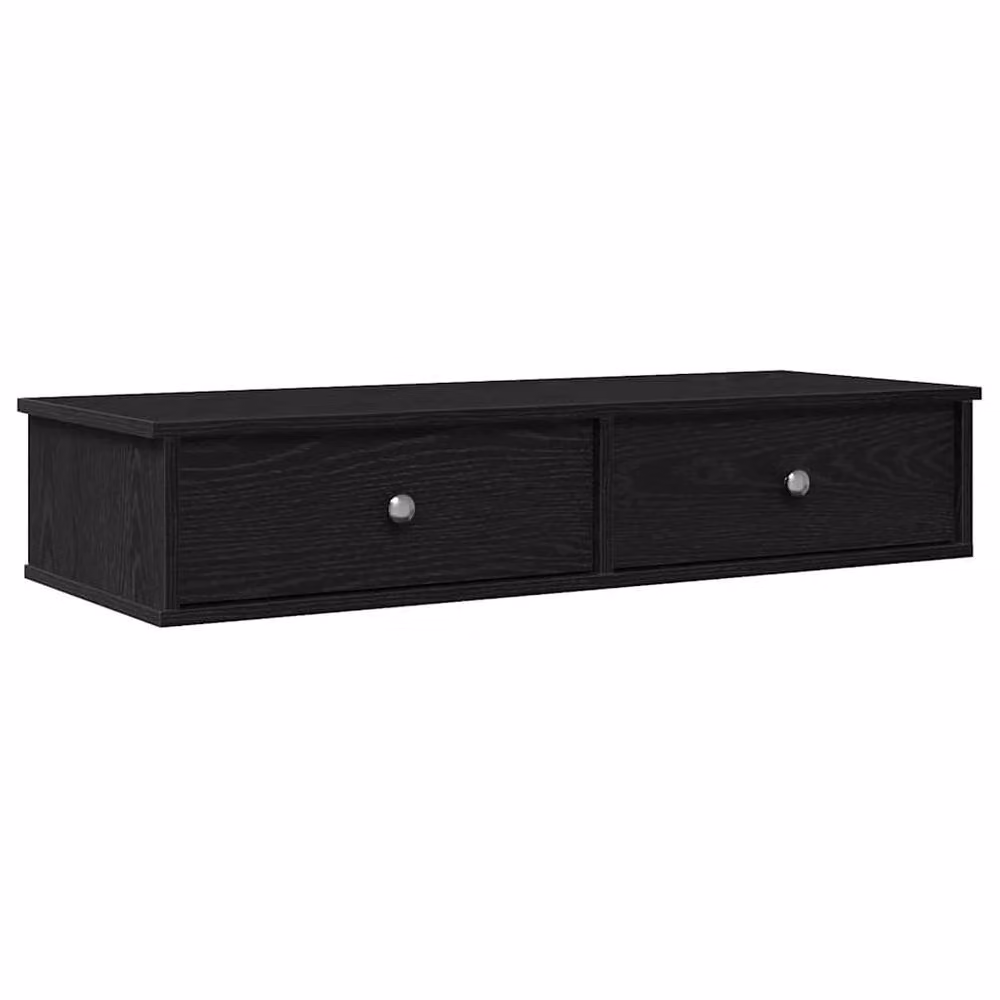 Berkfield Home Wall Shelf with Drawers in Black, W: 100 cm, D: 37.5 cm, H: 19 cm – 2