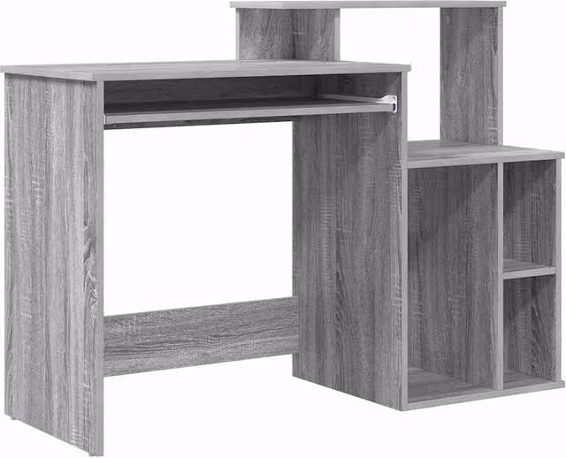 Berkfield Home Writing Desk with Storage in Grey, W/D/H: 120.5 x 44 x 88.5 cm