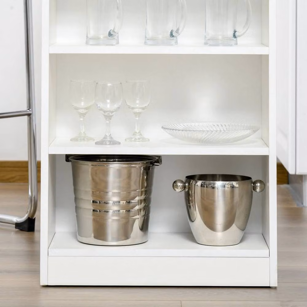 NESTLUNE Modern White Rectangular Glass Bar and Coffee Table for Kitchen or Dining Room – 2