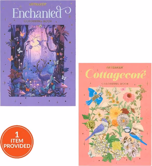 Hinkler Enchanted or Cottagecore Colouring Book for Adults in Purple