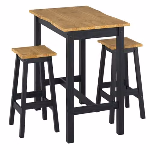 Core Products Corona Rustic Pine Rectangular Dining Set with 3 Chairs in Black, Grey or White