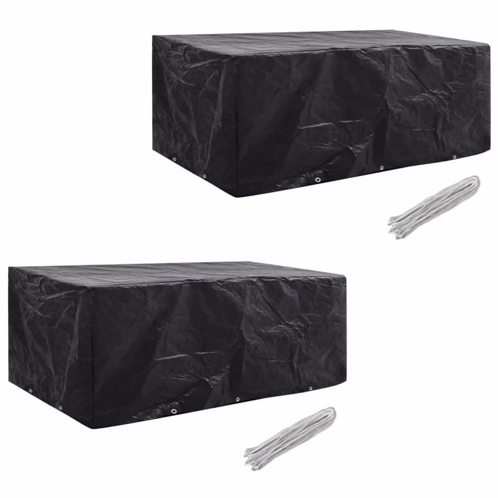 Berkfield Home Water Repellent Poly Rattan Garden Furniture Covers for 8 People, 2 Pack, Black, W: 229 cm, D: 113 cm – 2