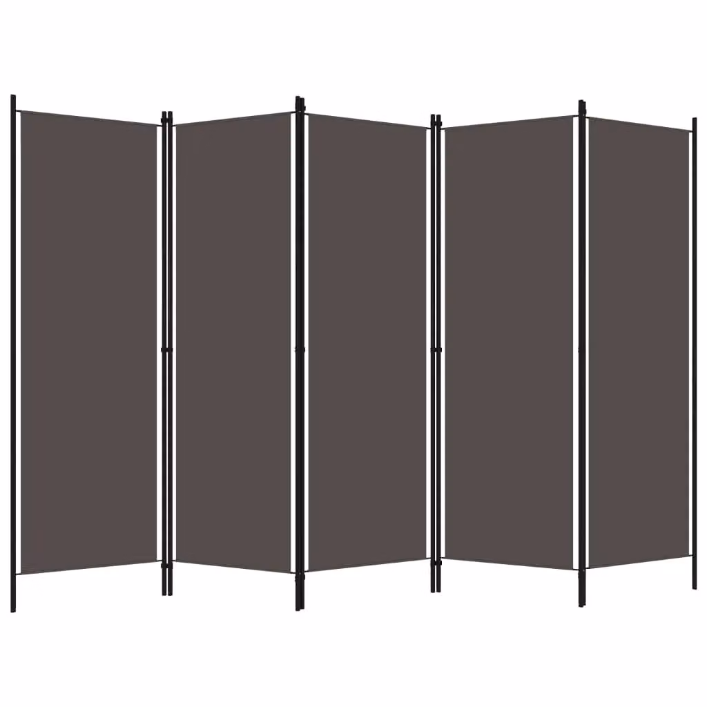 Berkfield Home 5-Panel Room Divider in Anthracite and Black, W: 250 cm, H: 180 cm – 2