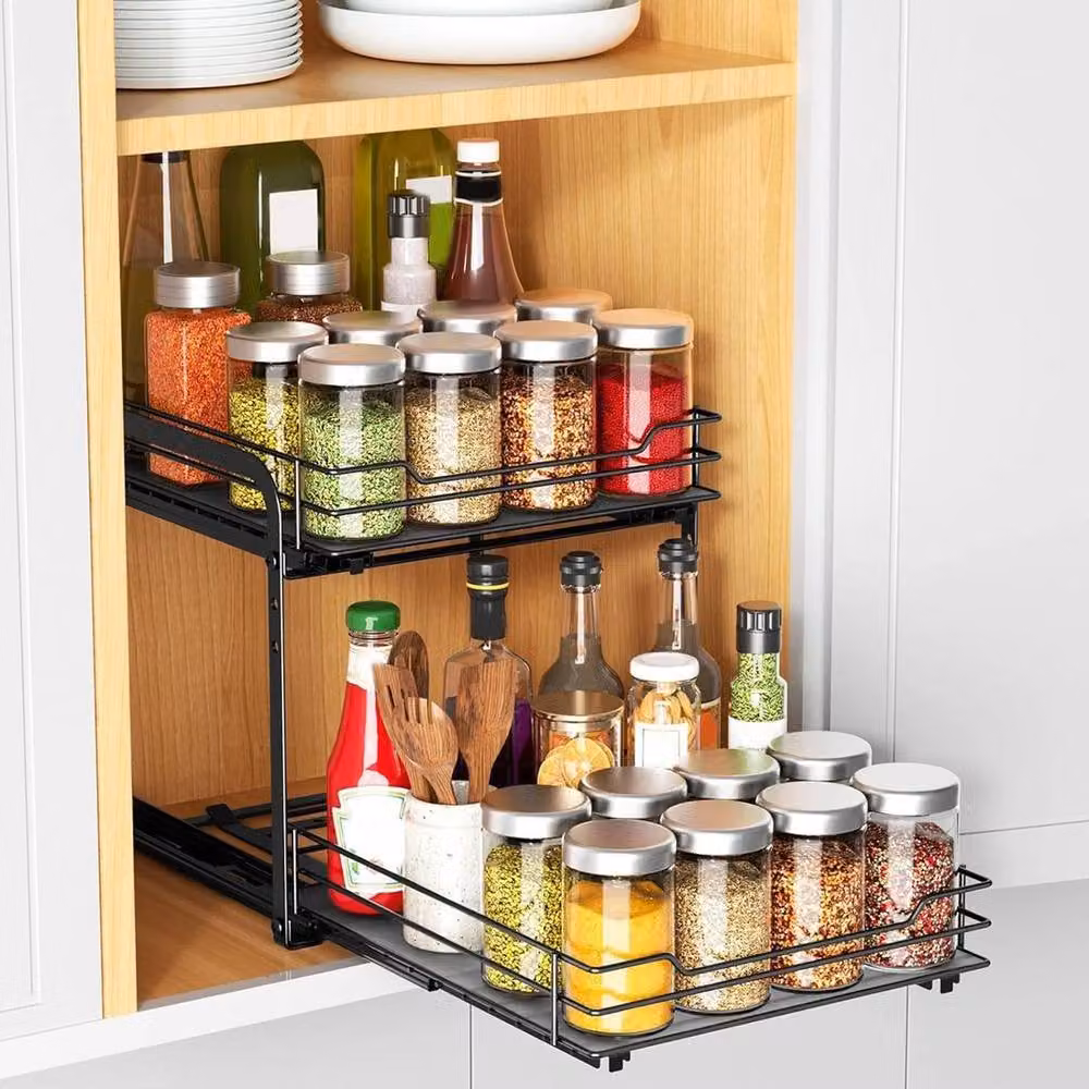 KORVIXA 2-Tier Pull Out Cabinet Organiser in Black – 3