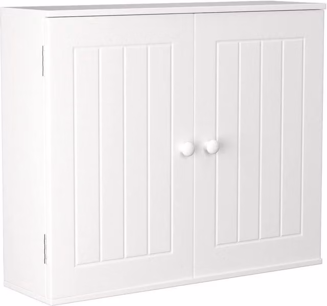 FLAVORA White 2 Door Wall Mounted Kitchen and Bathroom Storage Cabinet with Internal Shelves