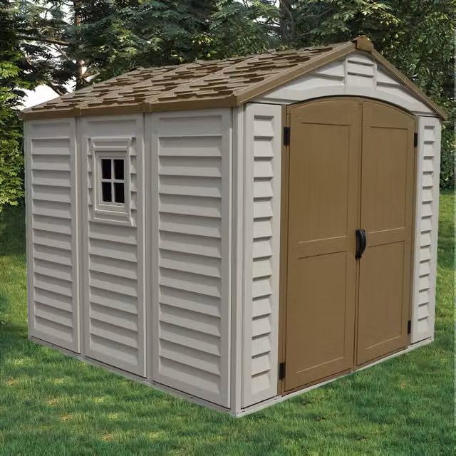 Duraplus Plastic Apex Shed in Grey with Window