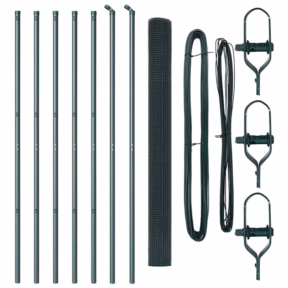 Berkfield Home Green Steel Welded Wire Fence with 7 Posts, 1.6 x 10 m – 4