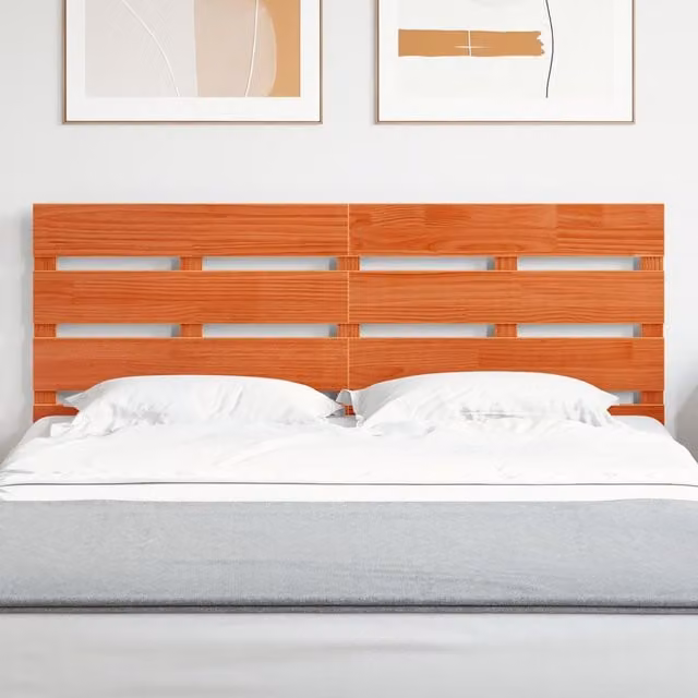 Berkfield Home Rustic Solid Wood Pine Headboard in Wax Brown, Width: 140 cm