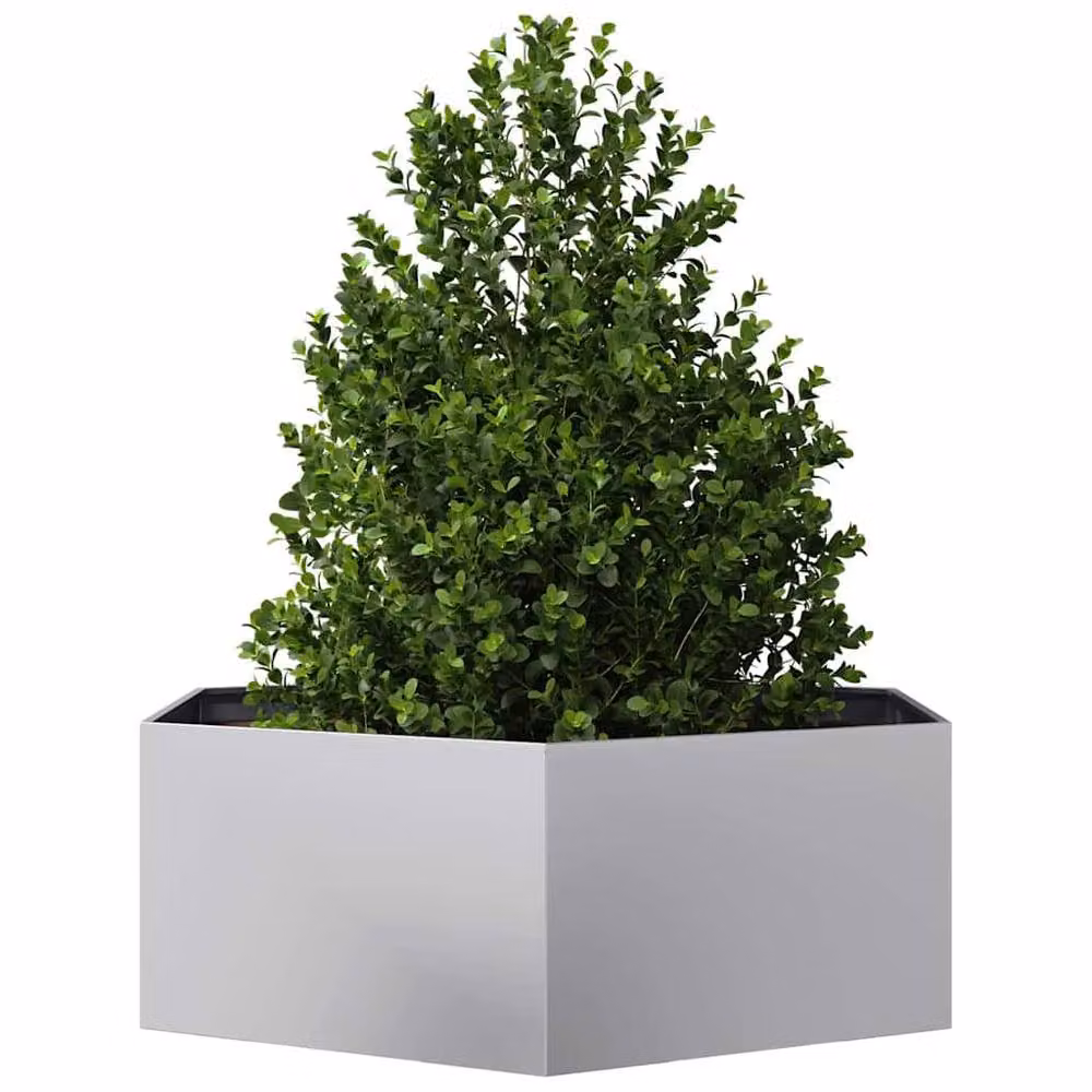 Berkfield Hexagon Garden Planter in Silver Galvanised Steel, W/D/H: 138 x 120 x 45 cm – 3