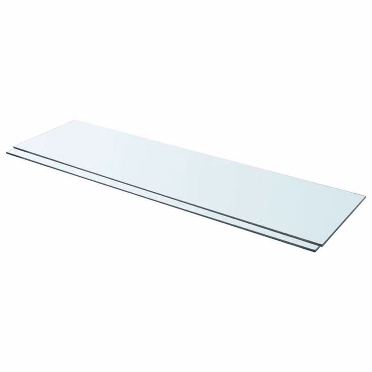 Berkfield Home 2-Piece Clear Glass Shelves, W: 110 cm, D: 30 cm