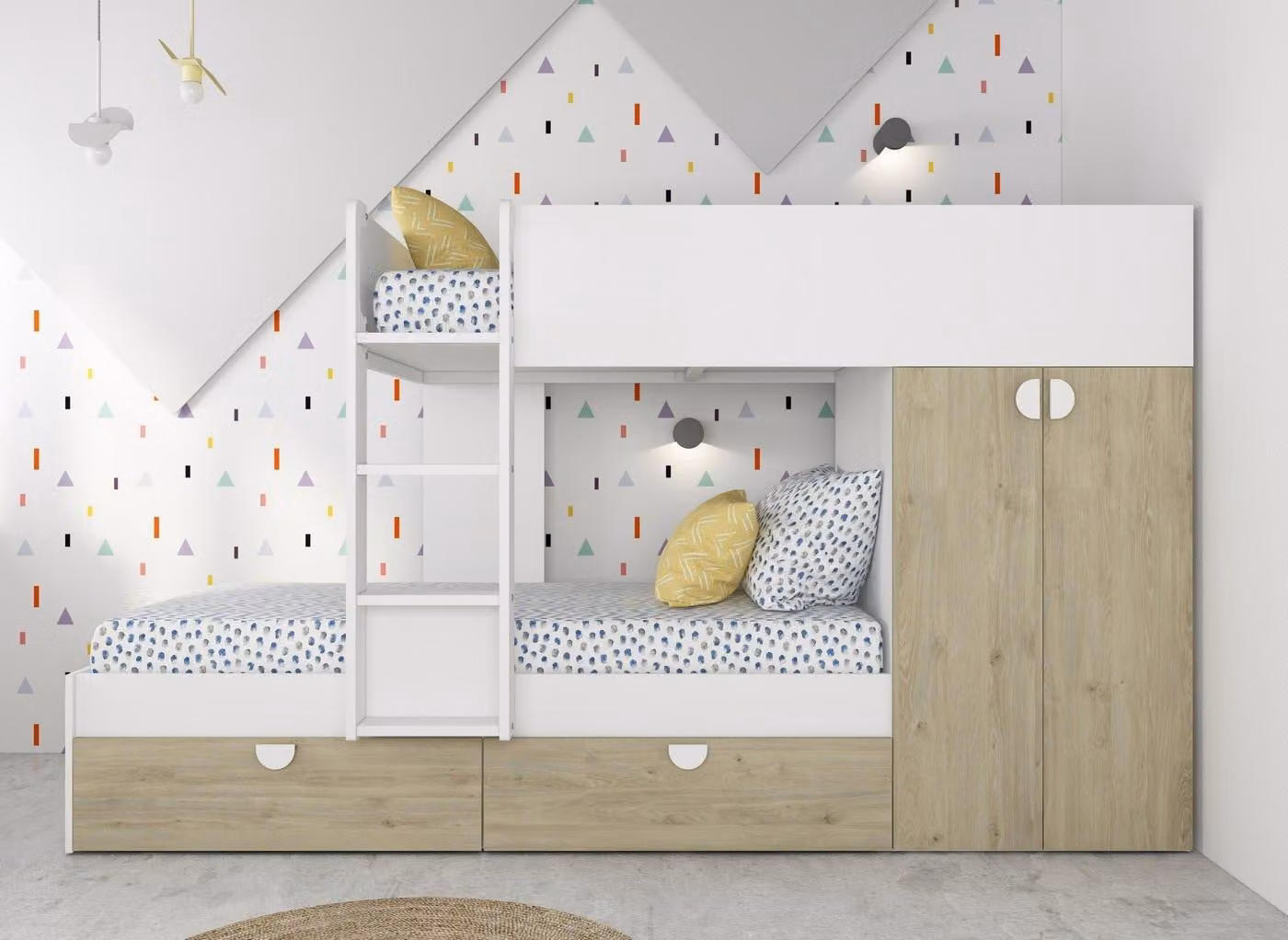 Dreams Wren White Two-Tier Bunk Bed with Storage Drawers and Engineered Wood Construction