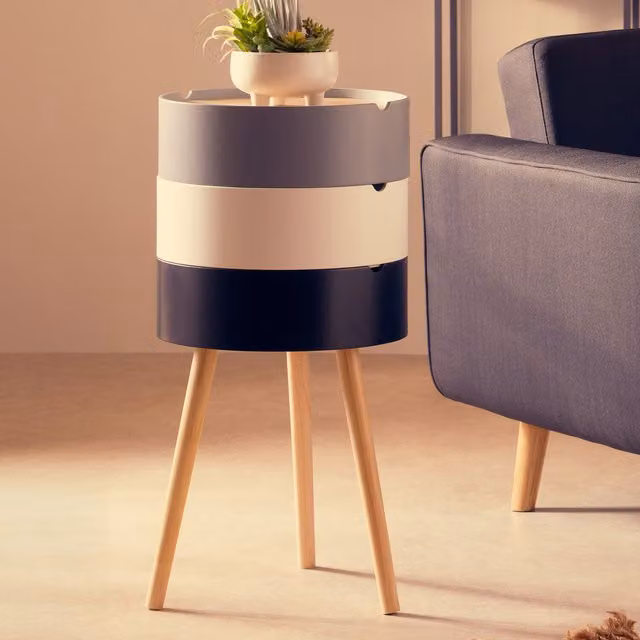 Interiors by Premier Industrial Three Tier Wood Storage Side Table in Black, White, Grey or Multicolour, W/D/H: 38.0 x 38.0 x 76.0 cm