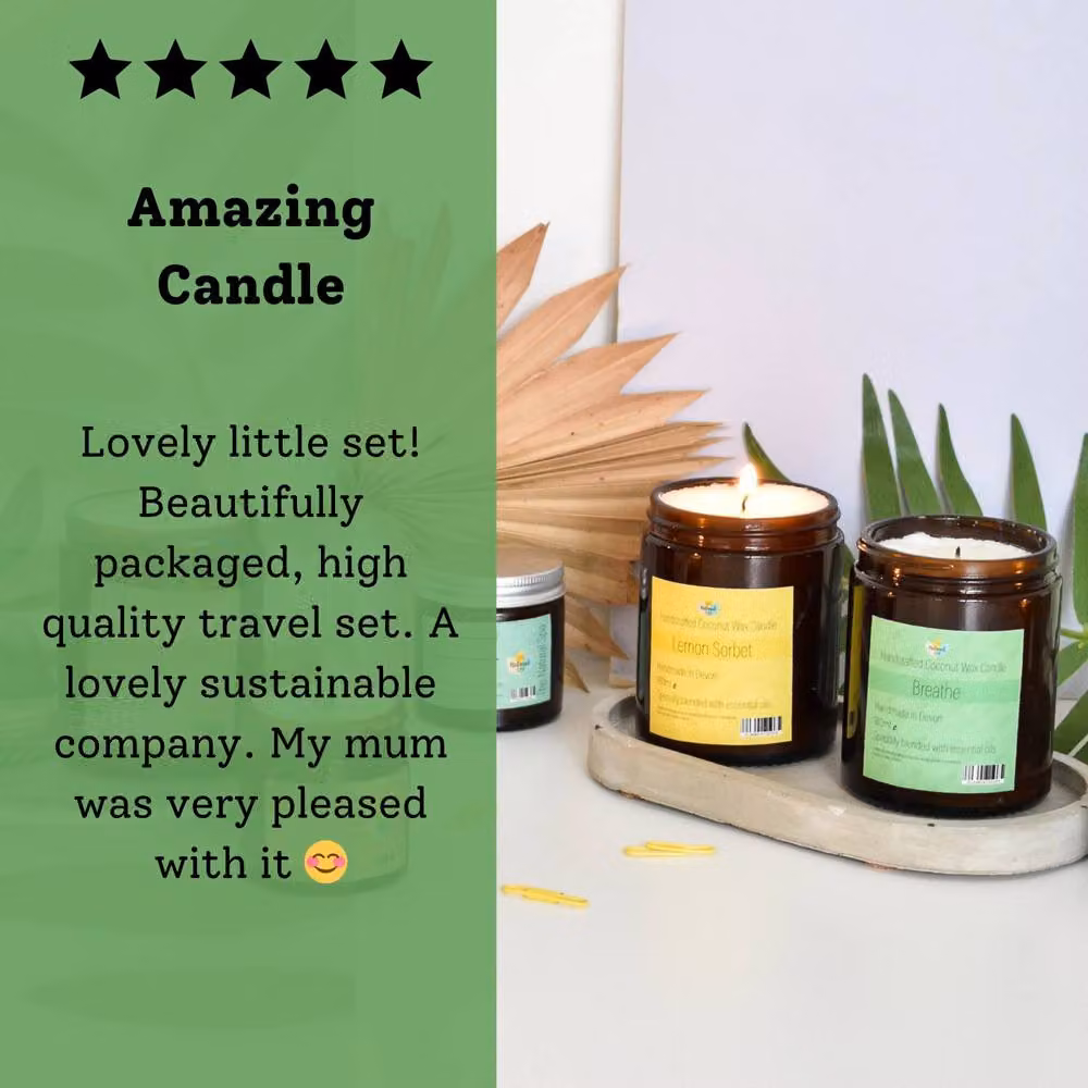Natural Spa Cosmetics Breathe Hand-Poured Coconut Wax Candle in Amber and Multicolour – 4