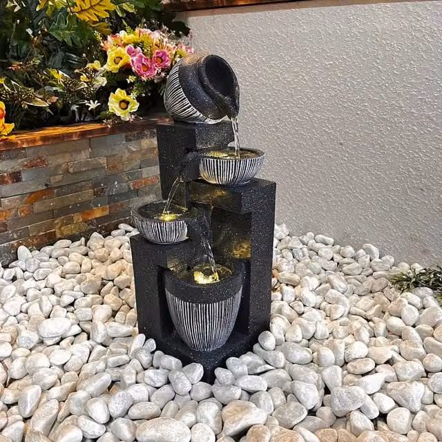 Tranquility Water Features Compact Nebula Contemporary Cascade Mains Water Feature - Grey