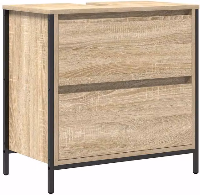 Berkfield Home Bathroom Basin Cabinet with Drawers, Sonoma Oak, Brown, W: 60 cm, D: 34.5 cm, H: 60 cm