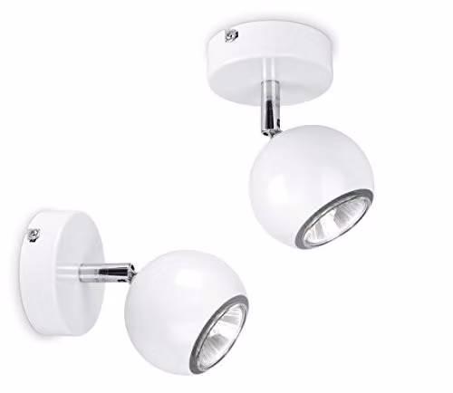 ValueLights Modern Adjustable Wall Spotlight Set of 2 in White and Chrome Finish – 1