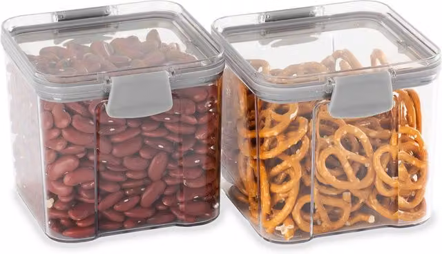 LIVIVO 2-Piece Set of Stackable Airtight Food Storage Containers, 700ml, Transparent – 1