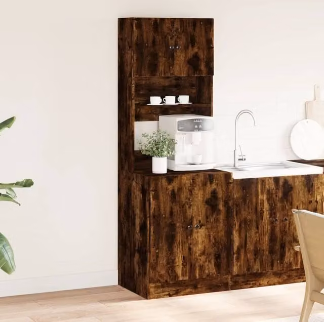 Berkfield Home Smoked Oak Kitchen Cabinet in Brown, W/D/H: 60 x 50 x 180 cm