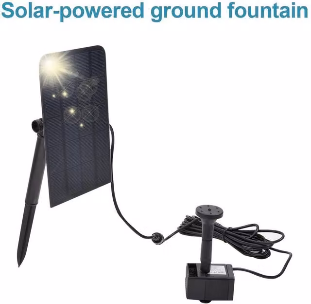 NESTLUNE Solar Powered Garden Pond Fountain Pump Kit in Black – 1