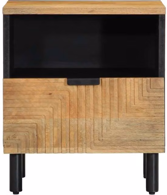 Berkfield Home Beautiful Brown Mango Wood Bedside Cabinet W/D/H: 40 x 33 x 46 cm