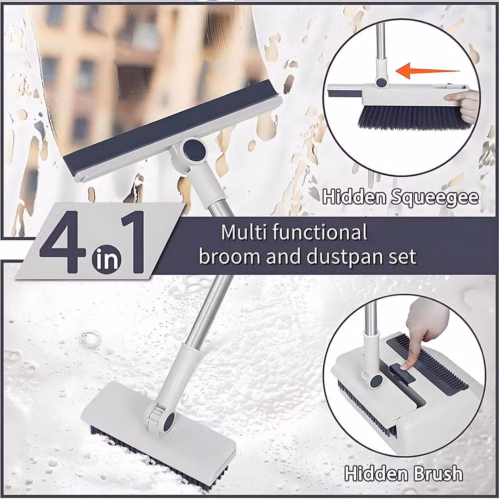 Kelvenix Long Handle Non Stick Dustpan and Brush Combo Set in Grey – 3