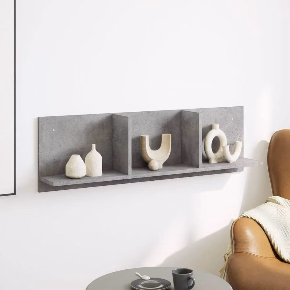Berkfield Home Wall Cabinet in Concrete Grey Engineered Wood, W: 100 cm, D: 30 cm, H: 16.5 cm – 2