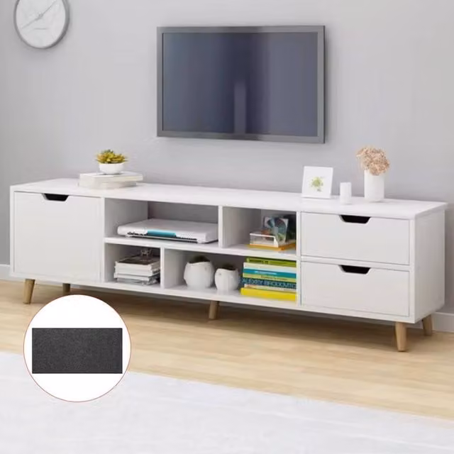SPETLEK High Gloss Minimalist TV Stand Cabinet in White – 1
