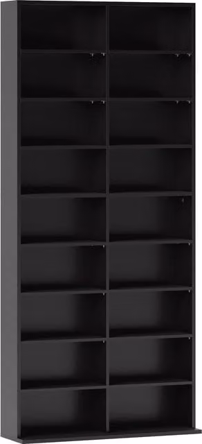 HOMCOM 640 CD Storage Tower in Black with Adjustable Shelves and Media Compartments – 1