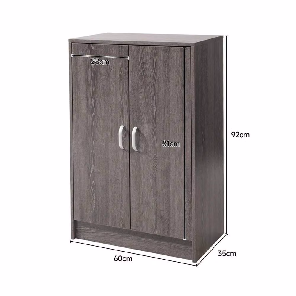 VOGREX 6 Tier Grey Wood Grain 2 Door Modern Entryway Shoe Cabinet with Internal Shelves – 2
