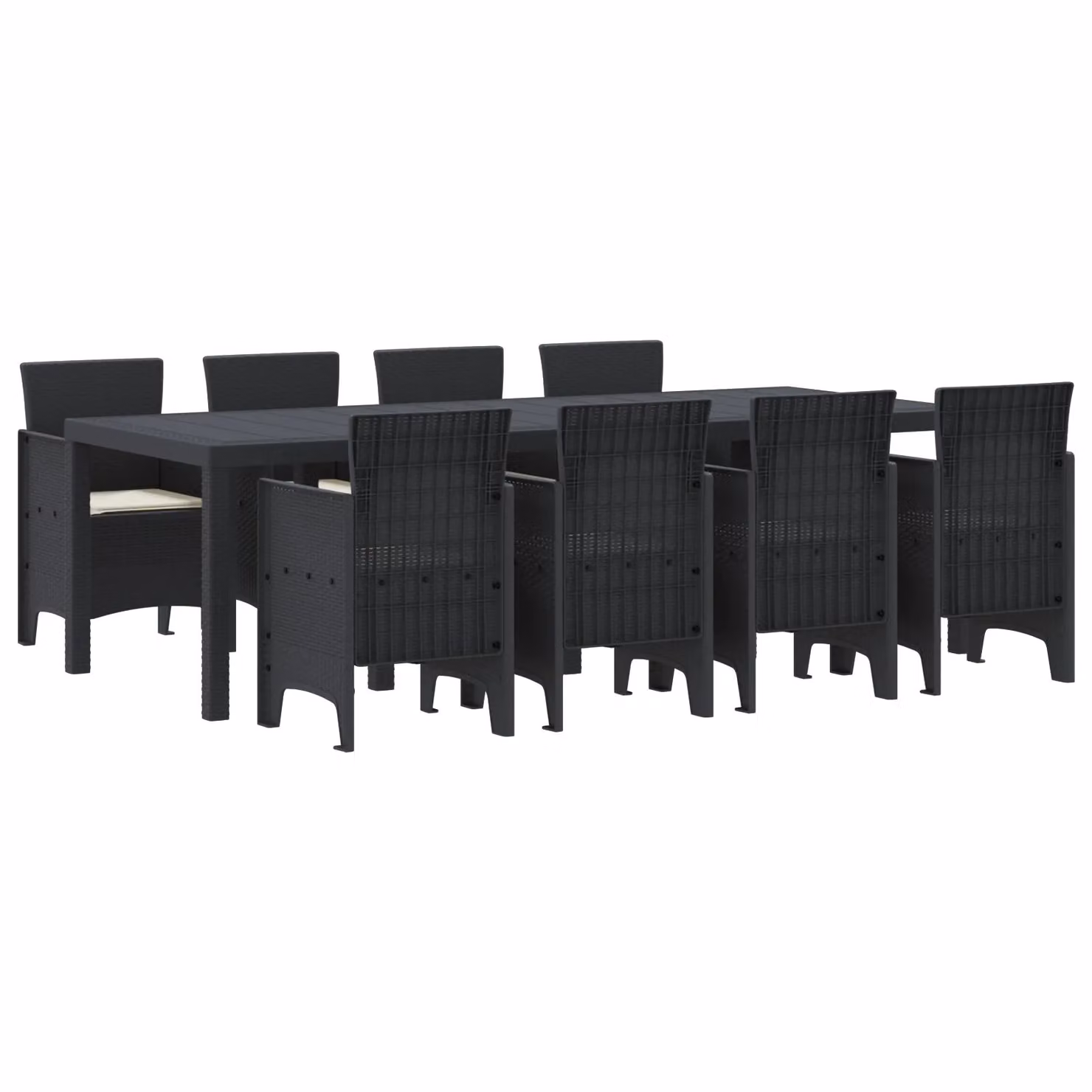 Berkfield Home 9 Piece Anthracite Poly Rattan Garden Dining Set with Cushions – 2