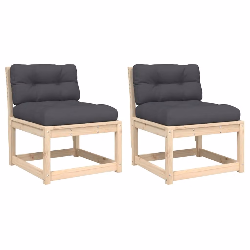 Berkfield Home 2-Seater Outdoor Garden Sofa Set with Cushions in Brown Solid Pine Wood – 2
