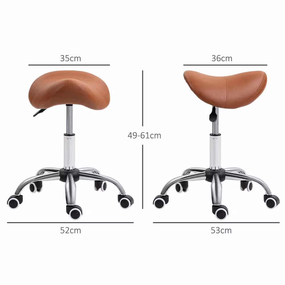 STILVORA Height Adjustable Salon Stool with Castors in Brown – 2