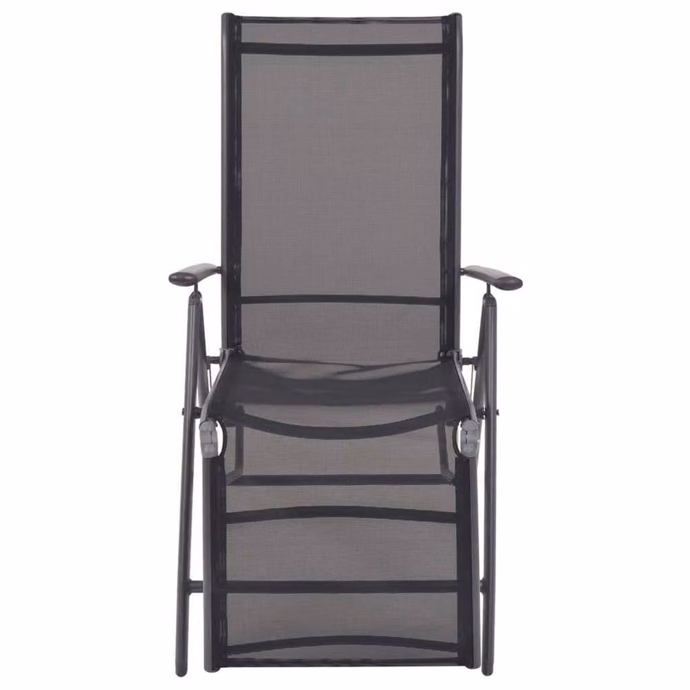 Berkfield Home Black Reclining Textilene Garden Deck Chair with Powder Coated Aluminium Frame – 3