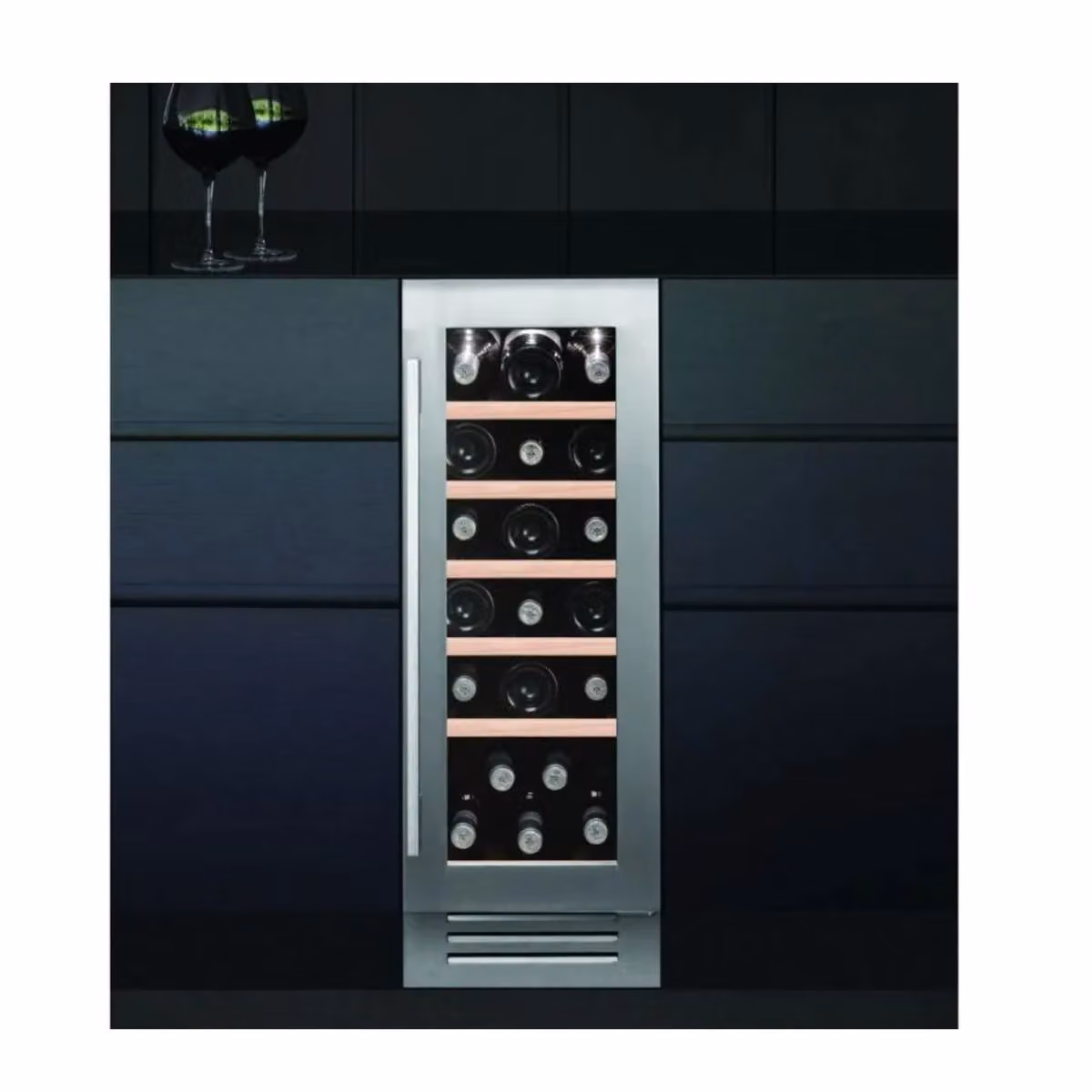 Caple WI3125 Built-in Wine Cooler in Metallic Silver with 19 Bottle Capacity and Stainless Steel Finish – 4