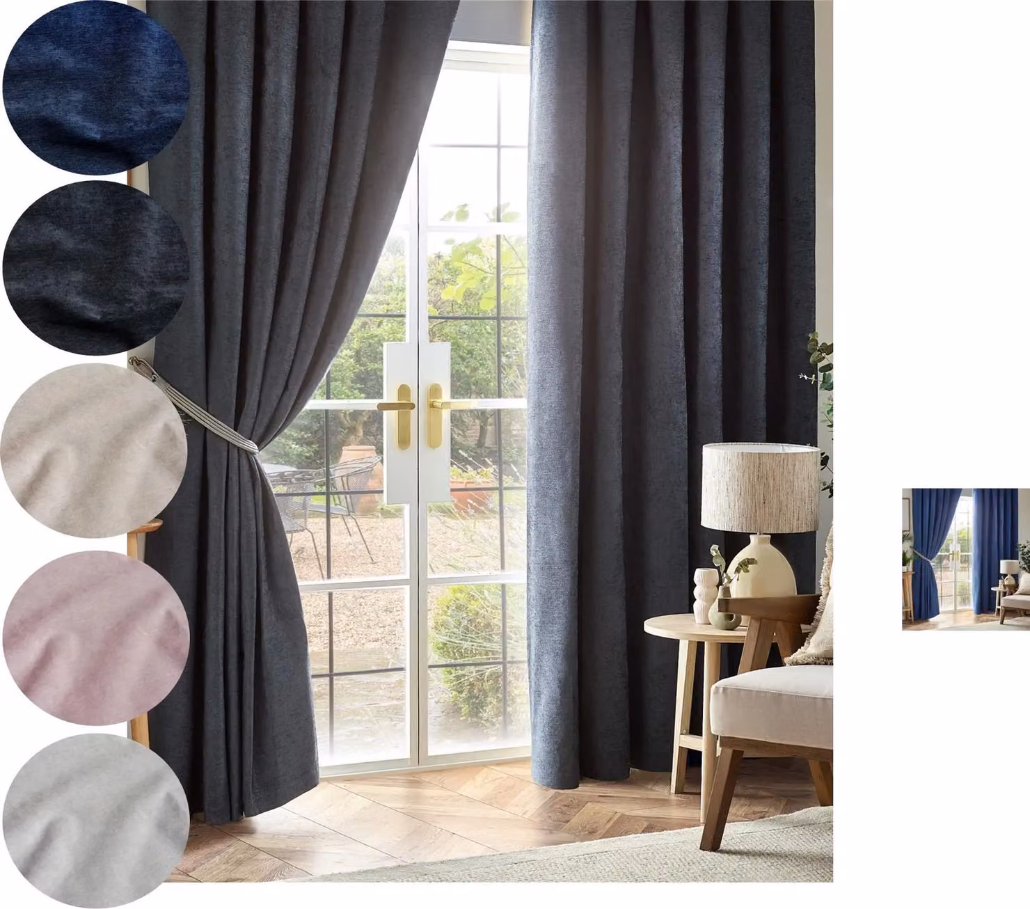 Luxor Living Anthracite Chenille Blackout Pencil Pleat Curtains, Width: 229 cm, Drop: 183 cm – 3