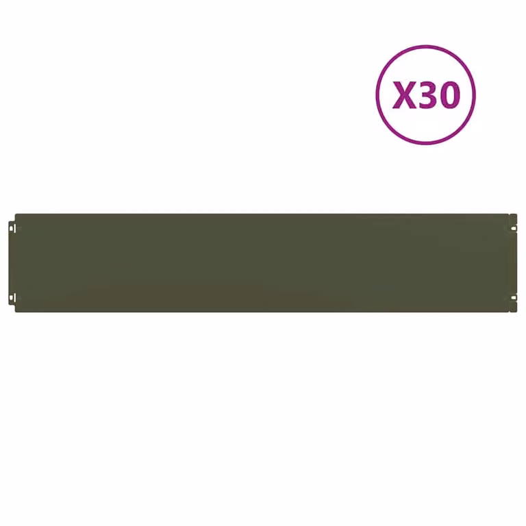 Berkfield Home Lawn Edgings, 30 Pieces, Olive Green and Silver Cold-rolled Steel, 20 x 103 cm
