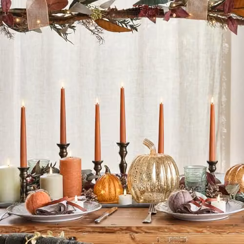 Lights4fun Gold Mottled Glass Pumpkin Battery Operated LED Autumn and Halloween Tabletop Decoration, Height: 21 cm – 7