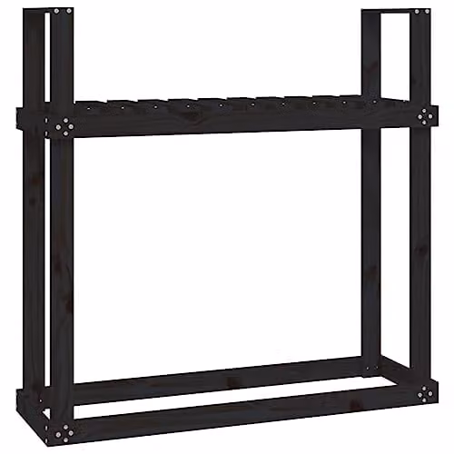 vidaXL Firewood Rack in Black Solid Pine Wood, W/D/H: 110 x 35 x 108.5 cm