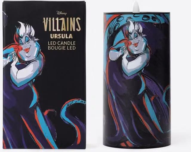 Walt Disney Villains Ursula Inspired Black LED Pillar Candle with Flicker Effect